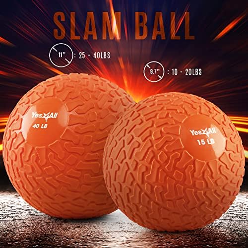 Yes4All Slam Balls, Durable PVC Sand Filled, Core Strengthening Workout Ball for Fitness Enthusiasts at Home Gym