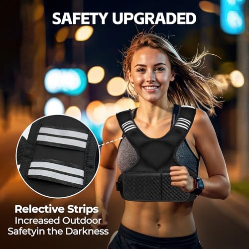 Adjustable Weighted Vest for Men and Women, 4-10lb with 6 Irongsand Weights, Strength Training Vest for Fitness and Runn