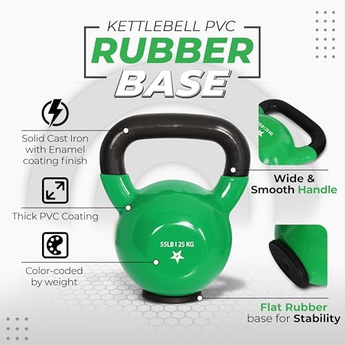 Yes4All Rubber Base Kettlebells for WomenStrength Training (10-65 lbs) Yes4All Kettlebells for Women Fitness Rubber Ba