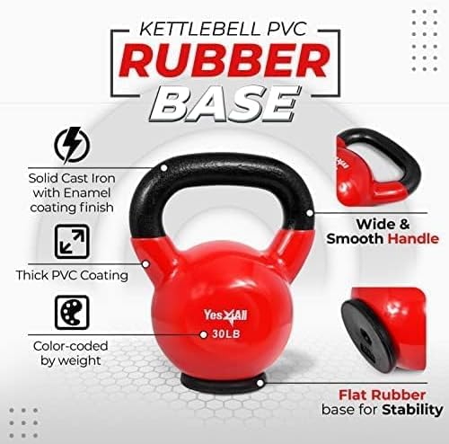 Yes4All Rubber Base Kettlebells for WomenStrength Training (10-65 lbs) Yes4All Kettlebells for Women Fitness Rubber Ba