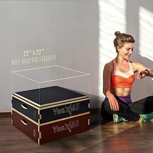 Yes4All 3 In 1 Wooden Plyo Box for Home Jump Training and Outdoor Exercise | Yes4All Plyometric Box Platform: Versatile