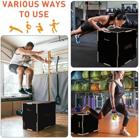 3 in 1 Plyo Box for Home Gym Jumping Conditioning Strength Training | Wooden Plyometric Jump Box for Home Gym 30"x24"x2