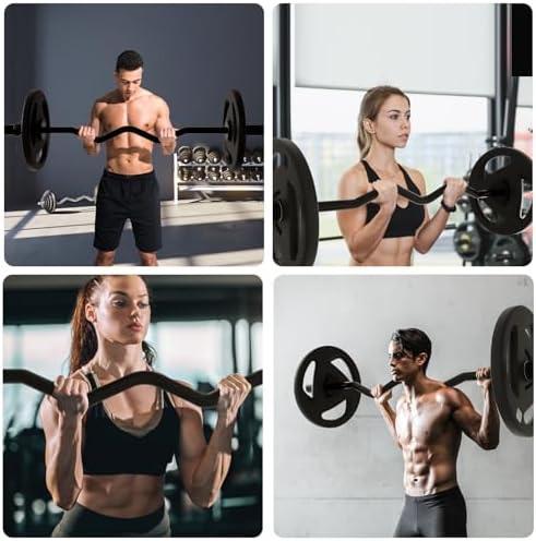 Olympic EZ Curl Barbell Bar 48-inch Curling Bar Fit 2-inch Weight Plates Strength Training Bar Squats Hip Thrusts Bench