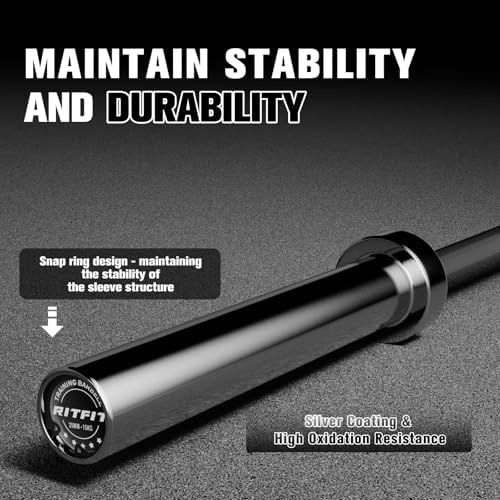 RitFit 7FT Olympic Barbell for Strength and Weightlifting Training - 2 Inch Olympic Bar for Squat, Deadlift, Bench Press