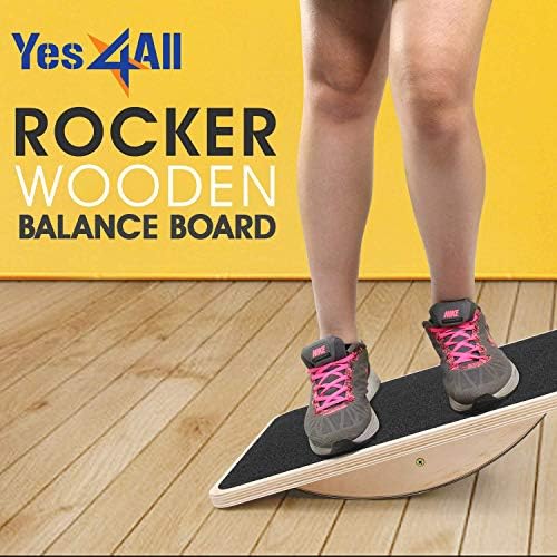 Yes4All Professional Anti-Slip Rocker Board for Leg Workout and Standing Desk Use | Yes4All 350LBS Wood Balance Board,