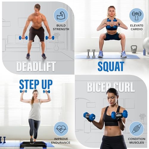 Yes4All Vinyl Hexagon Dumbbells - 2-in-1 Adjustable Set (2-15 lbs) for Home Gym Strength Training