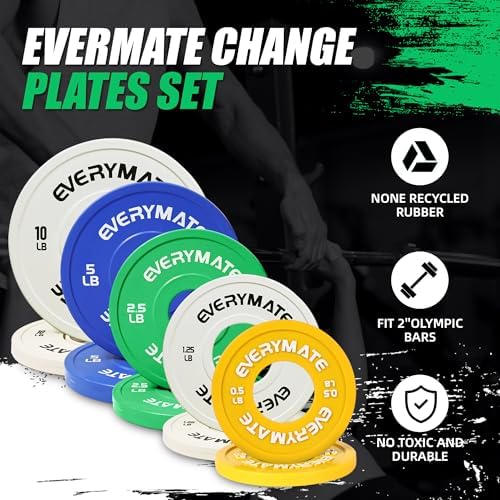 EVERYMATE Fractional Weight Plates for Cross Training - Olympic Bumper Plates - Steel Insert - 1.25LB, |5LB, 5LB