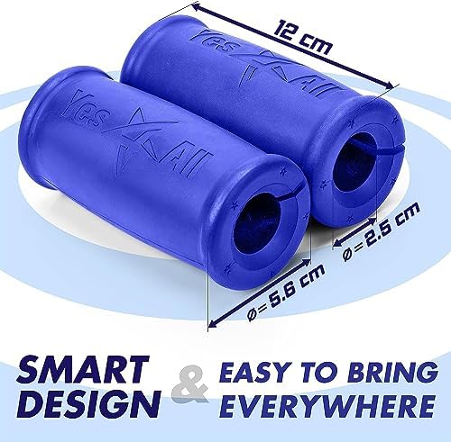 Yes4All Thick Dumbbell Handles Grips, Firm Rubber Barbell Grips for Increasing Forearm Strength and Muscle Building in W