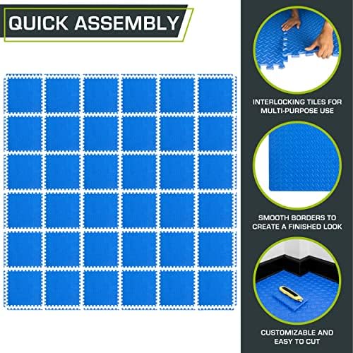 ProsourceFit Puzzle Exercise Mat for Home Gym, Mat for Home Workout Equipment, Floor Padding for Kids, Black, 24 in x 24