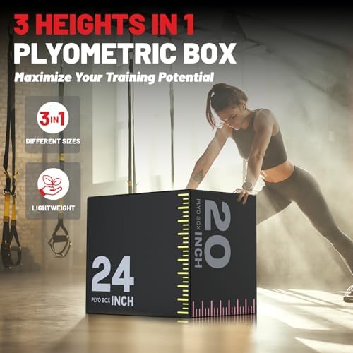Papababe 3-in-1 Plyometric Jump Box Workout Equipment, Home Gym Box Jumps, Anti Slip Surface and High Density Foam, Home