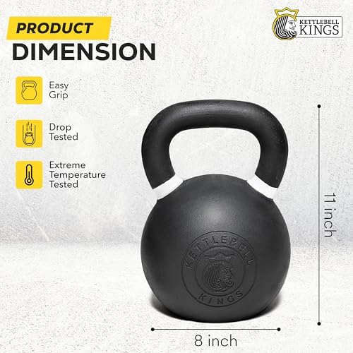 Kettlebell Kings Powder Coated Kettlebell Weights - 9-97 lb Strength Training Kettlebells for Men and Women - Home Gym E