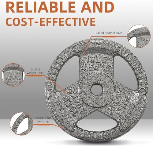 Fitvids Cast Iron Weight Plate Sets for Strength Training & Weightlifting, 35 LBS or 75 LBS or 120 LBS Sets Fitvids Ca