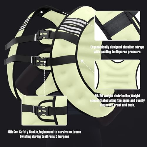 Weighted Vest for Men and Women - 10/15/20lbs - Reflective Stripe - Workout Equipment for Strength Training, Running, Wa