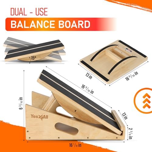 Yes4All 2-in-1 Professional Wooden Balance Boards & Slant Board for Core Strengthening Exercises | Yes4All 2-in-1 Profe