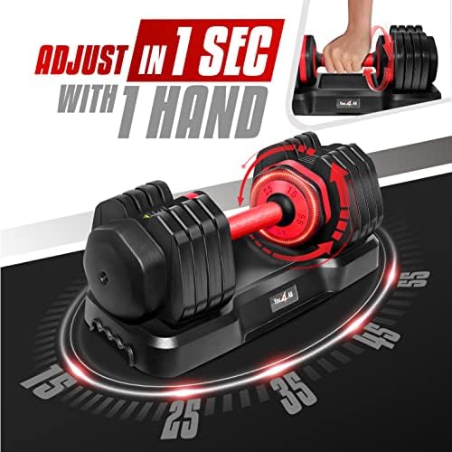 Yes4All 25/55LB Adjustable Dumbbells, Easy Adjust, Suitable for All Fitness Levels, Perfect for Home Gym, Durable Design