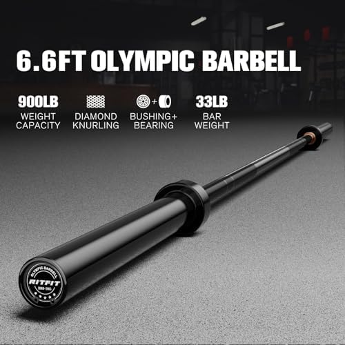 RitFit 7FT Olympic Barbell for Strength and Weightlifting Training - 2 Inch Olympic Bar for Squat, Deadlift, Bench Press