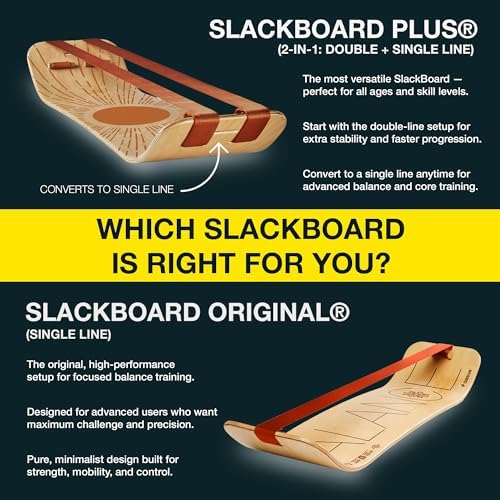 GIBBON SlackBoard Balance Board for Kids & Adults - 1 & 2 Line Option - Core Workout & Standing Desk Exercise Trainer -