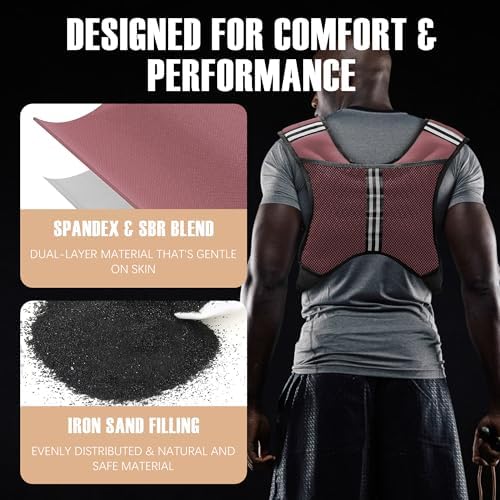 Weighted Vest for Men and Women - 10/15/20lbs - Reflective Stripe - Workout Equipment for Strength Training, Running, Wa