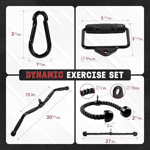 Yes4All Lat Pulldown Attachments Row Handles Tricep Rope Load 880LB Home Gym | Yes4All Cable Machine Accessories V Bar