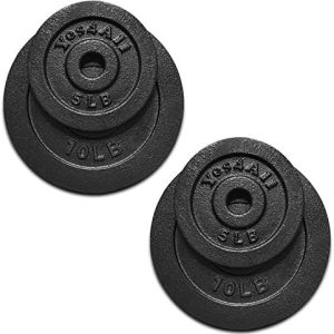 Yes4All 1.15 Inch Cast Iron Weight Plate - Strength Training & Weightlifting for Home Gyms, Dumbbell Sets, Durable & Lon