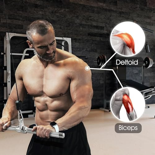 Yes4All Cable Machine Attachment Row Handles Tricep Rope Straight Bar V Bar LAT Pulldown Accessories 880 LB for Home Gy