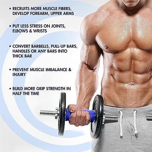 Yes4All Thick Dumbbell Handles Grips, Firm Rubber Barbell Grips for Increasing Forearm Strength and Muscle Building in W