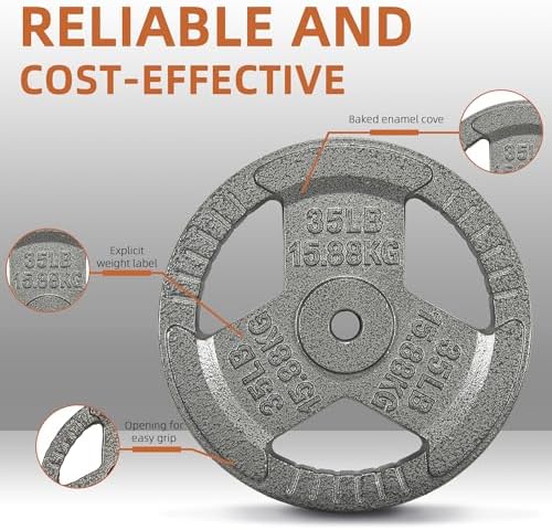 Fitvids 1-Inch Cast Iron Weight Plate for Strength Training & Weightlifting - Multiple Sizes