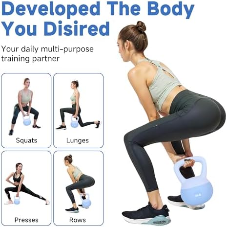 LeikeFitness Soft Kettlebells, Steel Shot Filled Weights for Women and Men, Color Coded Anti-Slip Soft Kettlebells, Home