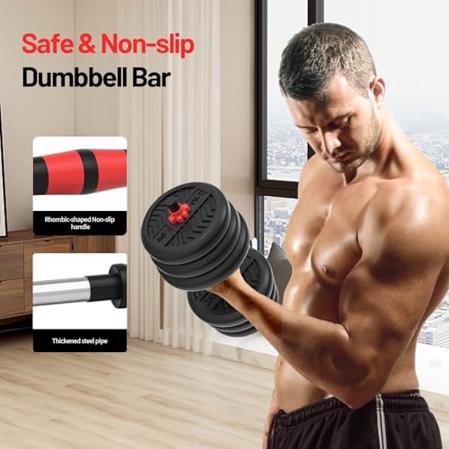 Adjustable Dumbbell Set for Men/Women Home Gym Exercise, 20/30/40/60/80lbs Used as Barbell/Kettlebells/Push Up Stand Hot