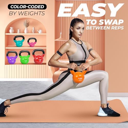 Yes4All Kettlebell, Stable Flat Bottom Kettlebell, Cast Iron Sets for Full Body Workout, Push Up, Grip Strength Training