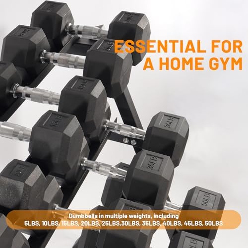 Fitvids Rubber Coated Hex Dumbbell Weight Sets for Home Gym, 100LBS Set with Storage Rack Fitvids Rubber Coated Hex Du