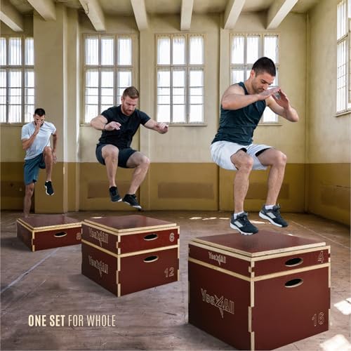 Yes4All 3 In 1 Wooden Plyo Box for Home Jump Training and Outdoor Exercise | Yes4All Plyometric Box Platform: Versatile