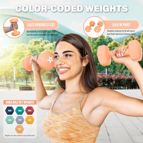 Yes4All Vinyl Hexagon Dumbbells - 2-in-1 Adjustable Set (2-15 lbs) for Home Gym Strength Training