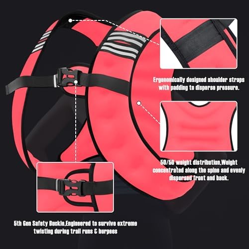 Weighted Vest for Men and Women - 10/15/20lbs - Reflective Stripe - Workout Equipment for Strength Training, Running, Wa
