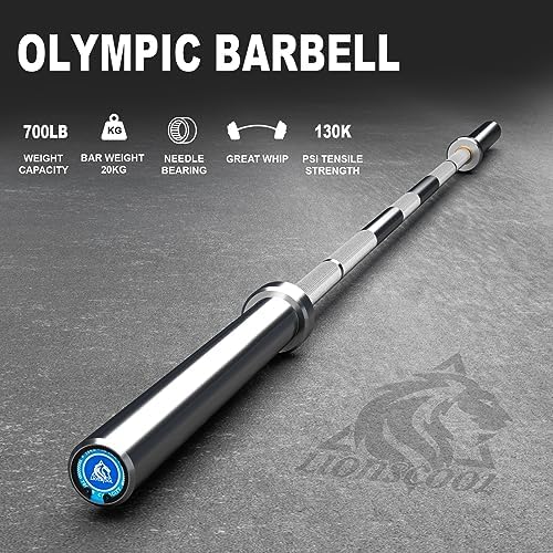 LIONSCOOL Olympic Barbell 7FT for Weightlifting and Powerlifting - 1500lbs Capacity - Strength Training for Squats, Dead