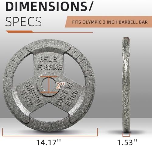 Fitvids Olympic Cast Iron Weight Plates 2-Inch Thickness for Strength Training & Weightlifting, Ideal for Home Gym, Mult