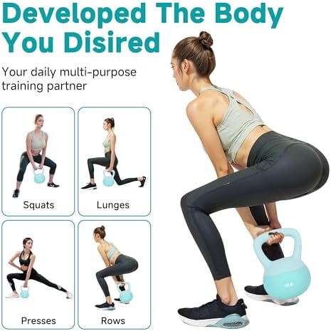 LeikeFitness Soft Kettlebells, Steel Shot Filled Weights for Women and Men, Color Coded Anti-Slip Soft Kettlebells, Home