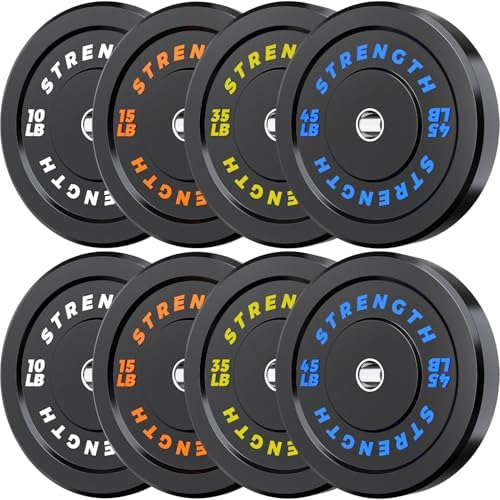 Olympic Rubber Bumper Weights for Home Gym Strength Training | 2 Inch Barbell Plate Set for Home Gym Strength Training