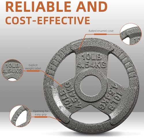 Fitvids Olympic Cast Iron Weight Plates 2-Inch Thickness for Strength Training & Weightlifting, Ideal for Home Gym, Mult