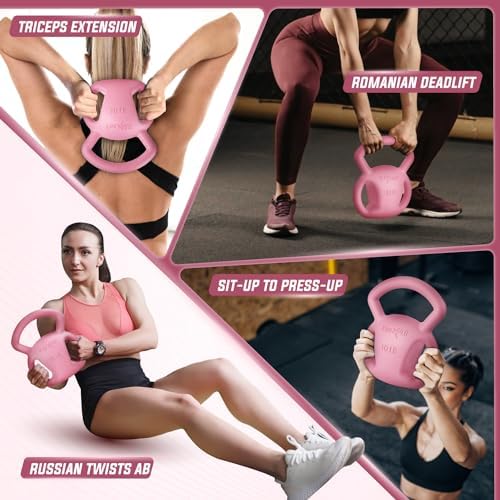 Yes4All Kettlebell, Strength Training Kettlebells for Women, Wide Multi-grip Textured Handle for Home Gym Exercises & Fu