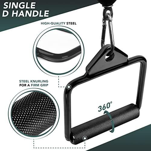 Yes4All Cable Machine Attachment, Double D Handle & Tricep Rope Cable Attachment, Gym Weight Machine Accessories Load 88