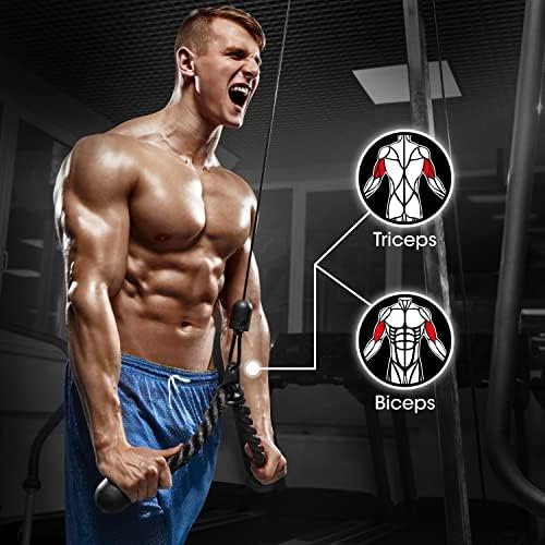 Yes4All Cable Machine Attachment Row Handles Tricep Rope Straight Bar V Bar LAT Pulldown Accessories 880 LB for Home Gy