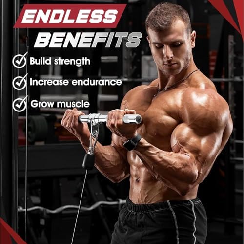 Yes4All Cable Machine Attachment Row Handles Tricep Rope Straight Bar V Bar LAT Pulldown Accessories 880 LB for Home Gy