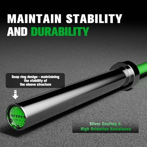 RitFit 7FT Olympic Barbell for Strength and Weightlifting Training - 2 Inch Olympic Bar for Squat, Deadlift, Bench Press