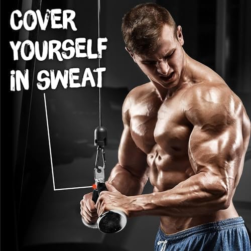 Yes4All Cable Machine Attachment Row Handles Tricep Rope Straight Bar V Bar LAT Pulldown Accessories 880 LB for Home Gy