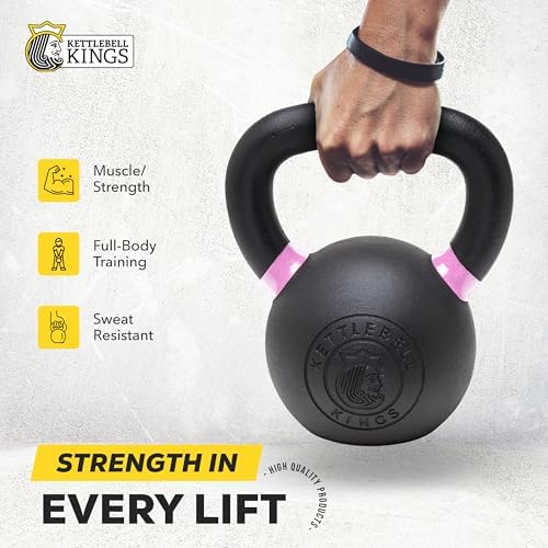 Kettlebell Kings Powder Coated Kettlebell Weights - 9-97 lb Strength Training Kettlebells for Men and Women - Home Gym E