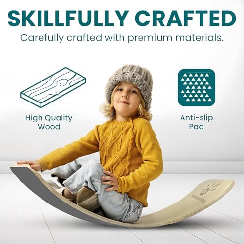 Wobble Stability Balancing Board for Kids - Made of Beech Plywood, Up to 500 Lbs Capacity | Kids Wooden Balancing Board