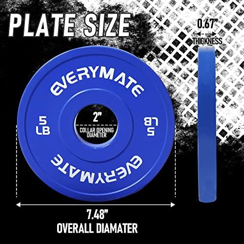 EVERYMATE Fractional Weight Plates for Cross Training - Olympic Bumper Plates - Steel Insert - 1.25LB, |5LB, 5LB