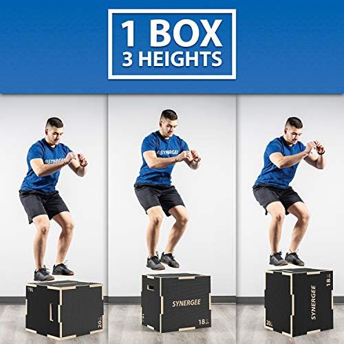 Synergee 3 in 1 Non-Slip Plyometric Box for Jump Training and Conditioning Synergee Wooden Plyo and Soft Plyo Box All