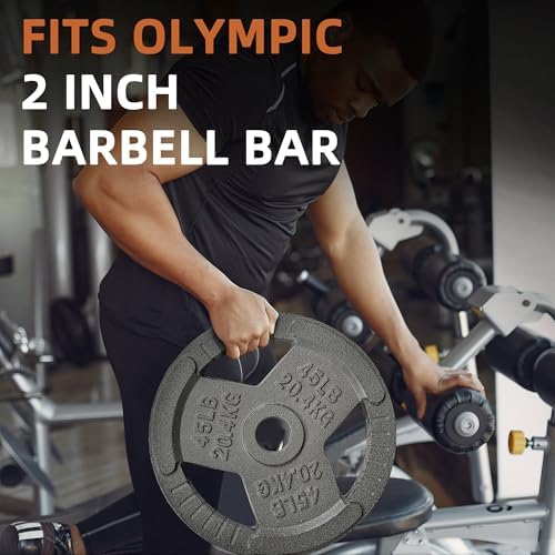 Fitvids Olympic Cast Iron Weight Plates 2-Inch Thickness for Strength Training & Weightlifting, Ideal for Home Gym, Mult